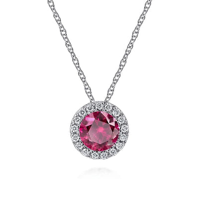 Gabriel & Co Necklaces in White Gold containing Multi-gemstone, Diamond, Ruby NK2824W45RA