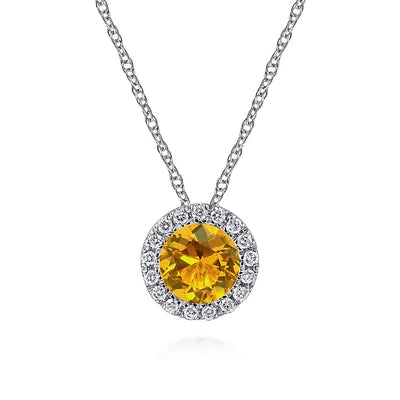 Gabriel & Co Necklaces in White Gold containing Citrine, Multi-gemstone, Diamond NK2824W45CT