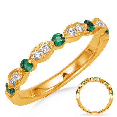 Wedding Bands Wedding Rings in Yellow Gold containing Multi-gemstone, Diamond, Emerald 446980