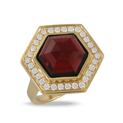 Doves Rings in Yellow Gold containing Garnet, Multi-gemstone, Diamond R10501GT