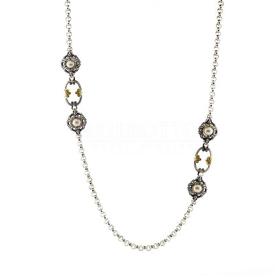 Konstantino Necklaces in Mixed Metals containing Pearl KOMK4596-122-18-2U