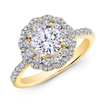 Natalie K. Natalie K 14K Yellow Gold Diamond Double Halo Engagement Ring 
