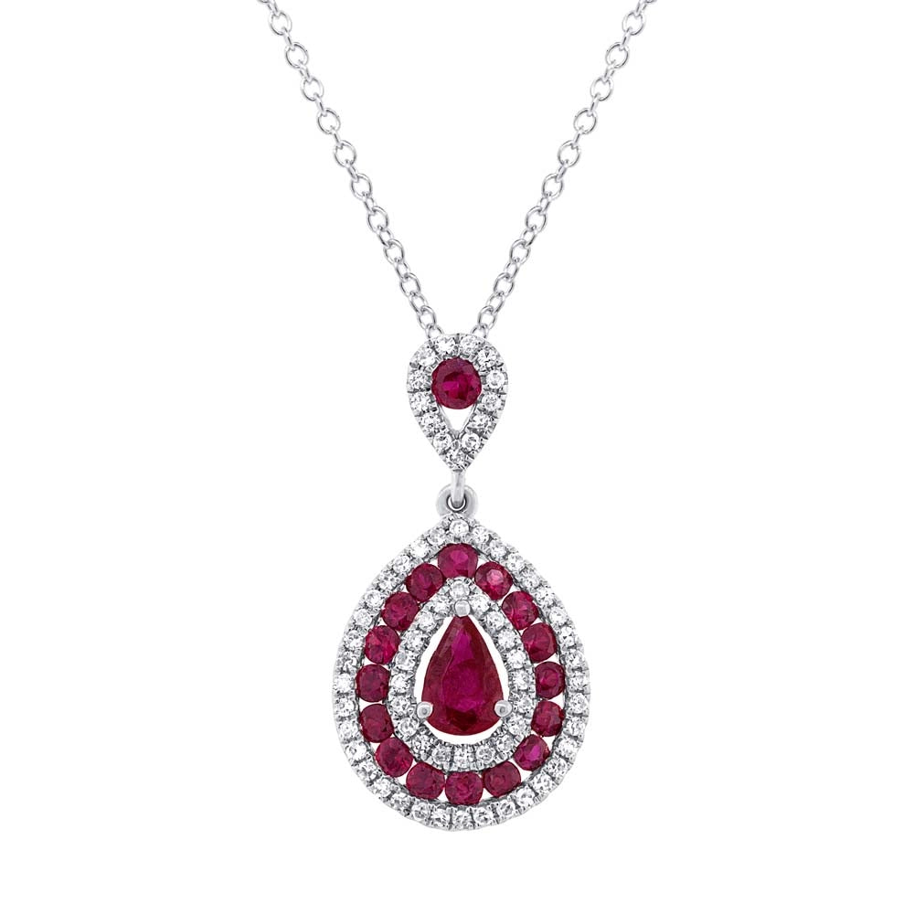 14K White Gold Ruby and Diamond Pear Design Necklace – Meierotto Jewelers